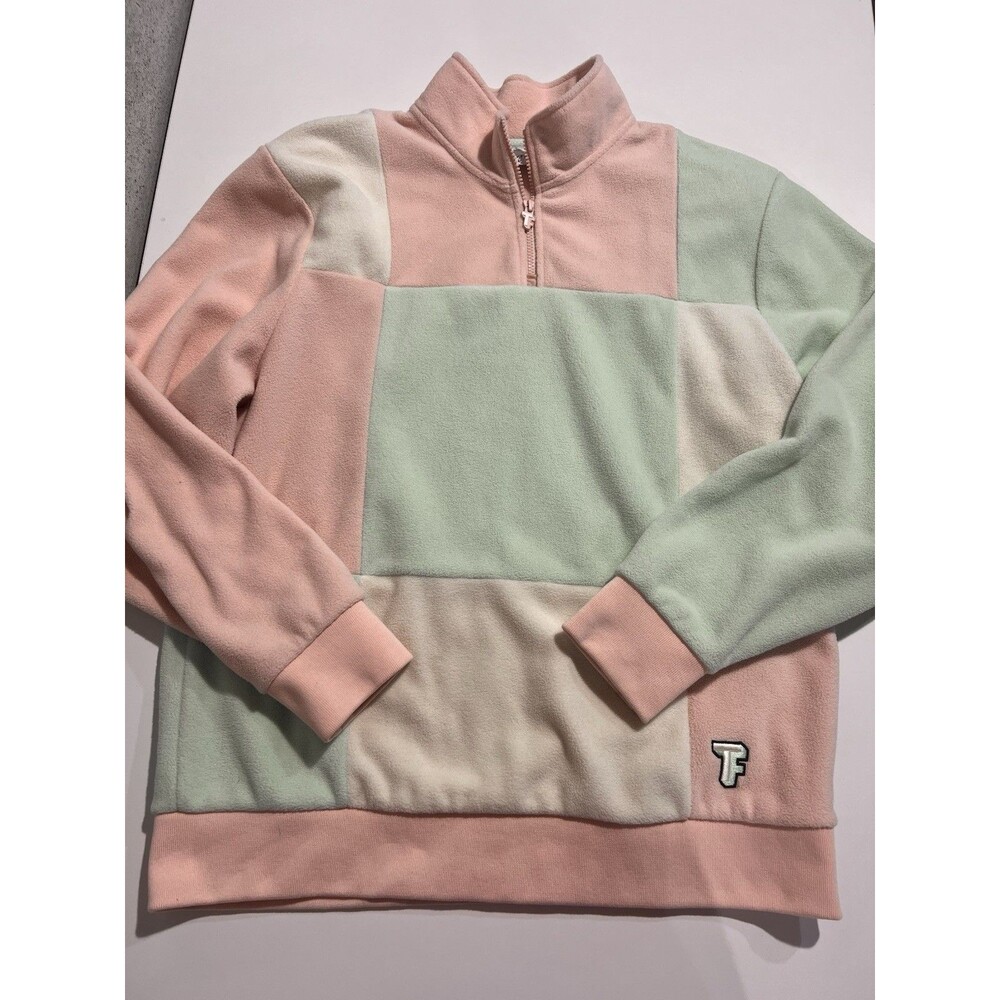 Teddy Fresh Color Block Fleece Quarter Zip Pullover Sweater Size Large Women’s